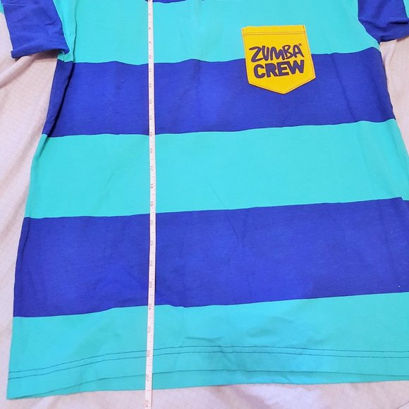 2/$20 Zumba Modified Cut Instructor Stripe Colourblock Shirt with Pocket - Picture 6 of 15